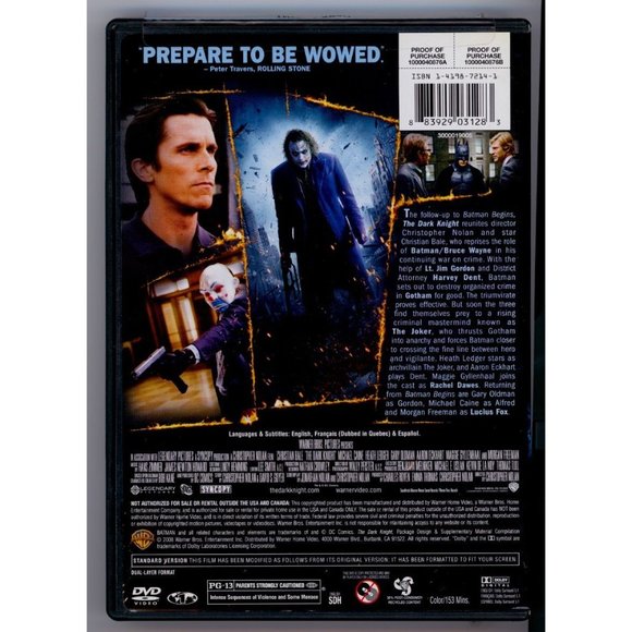 THE DARK KNIGHT starring CHRISTIAN BALE on DVD, Full-Screen Edition, ©2008 - Picture 2 of 2